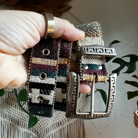 ELITE Accessories Woven Southwestern Tapestry Belt – Size M – Western Boho Y2K main image 5
